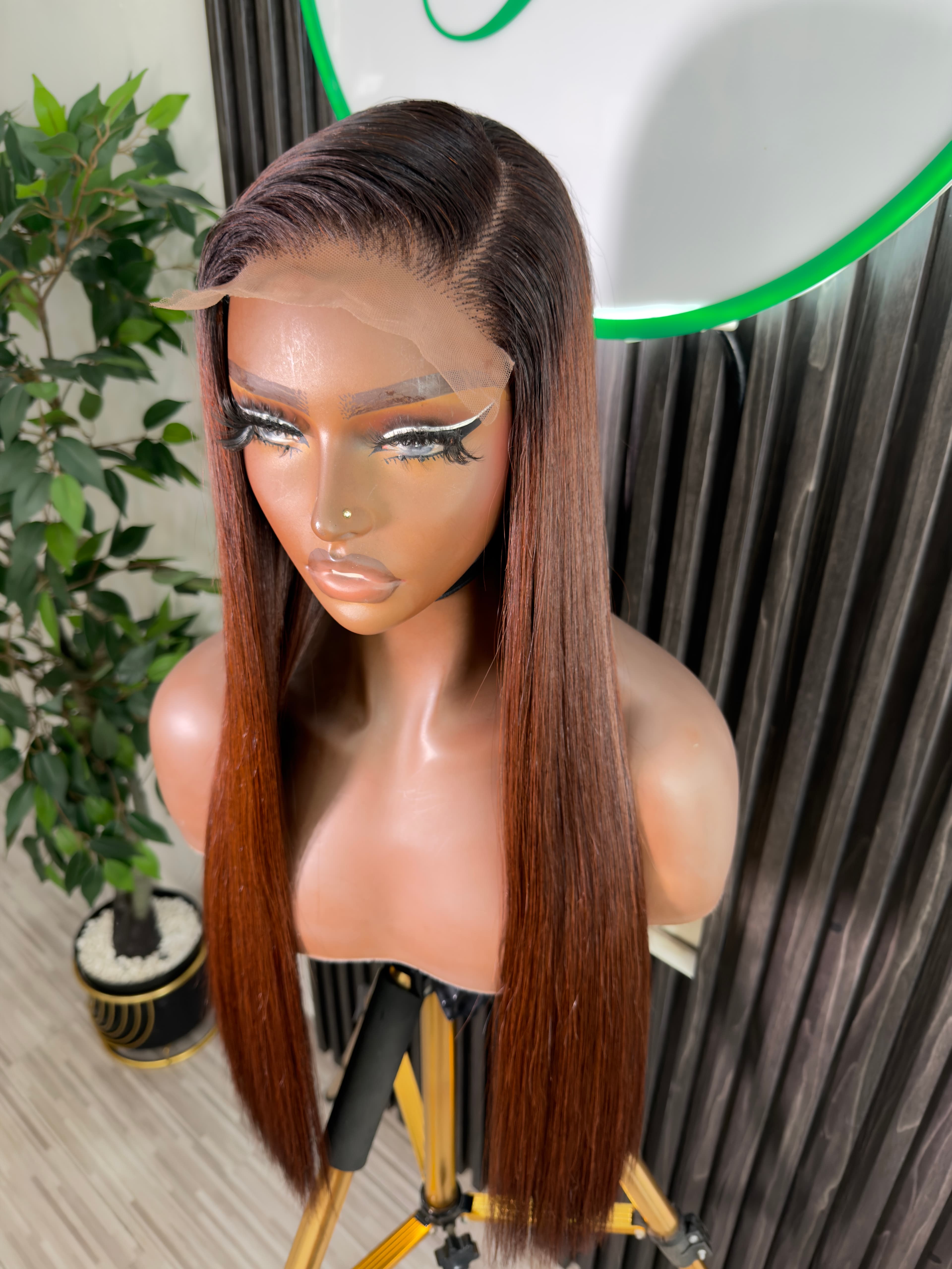 Brown Bone Straight Wig - 5x5 Closure