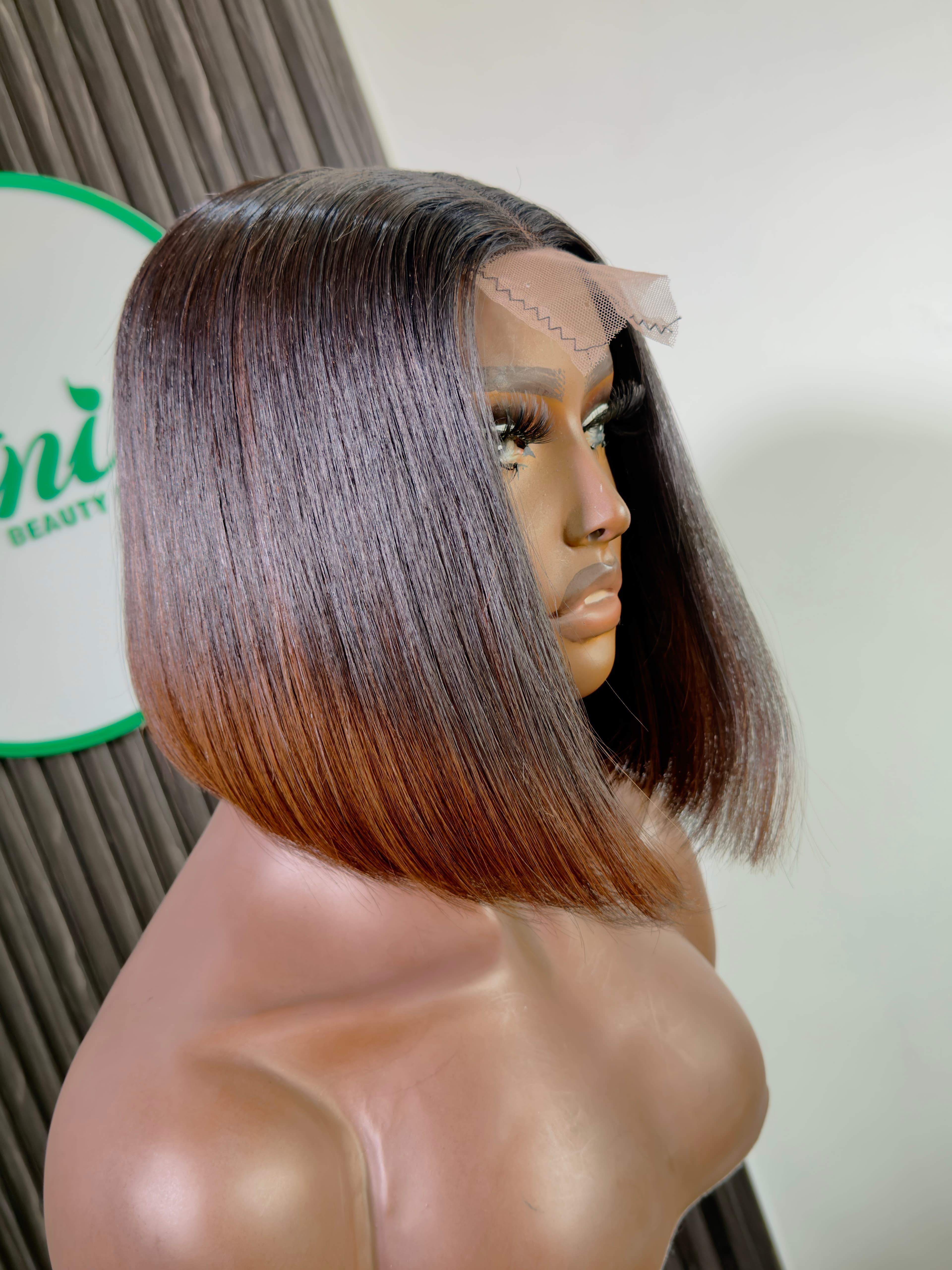 Brown Tip Bone Straight Bob - 2x6 Closure