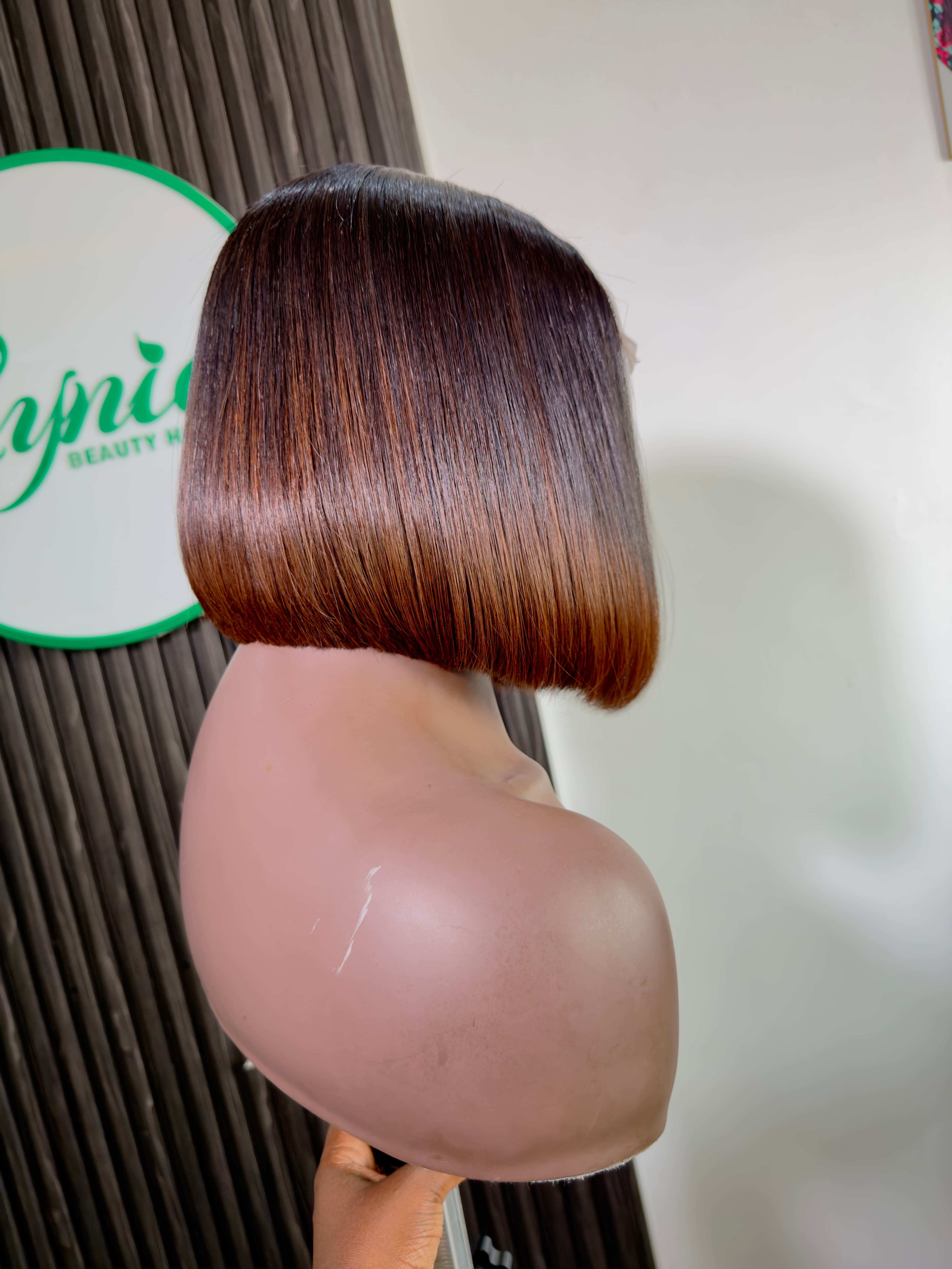 Brown Tip Bone Straight Bob - 2x6 Closure