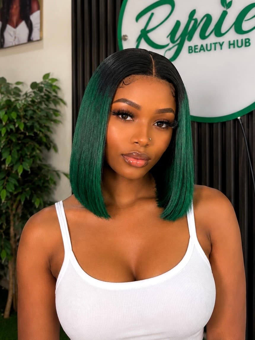 10" Green Bone Straight Bob Wig - 2x6 Closure
