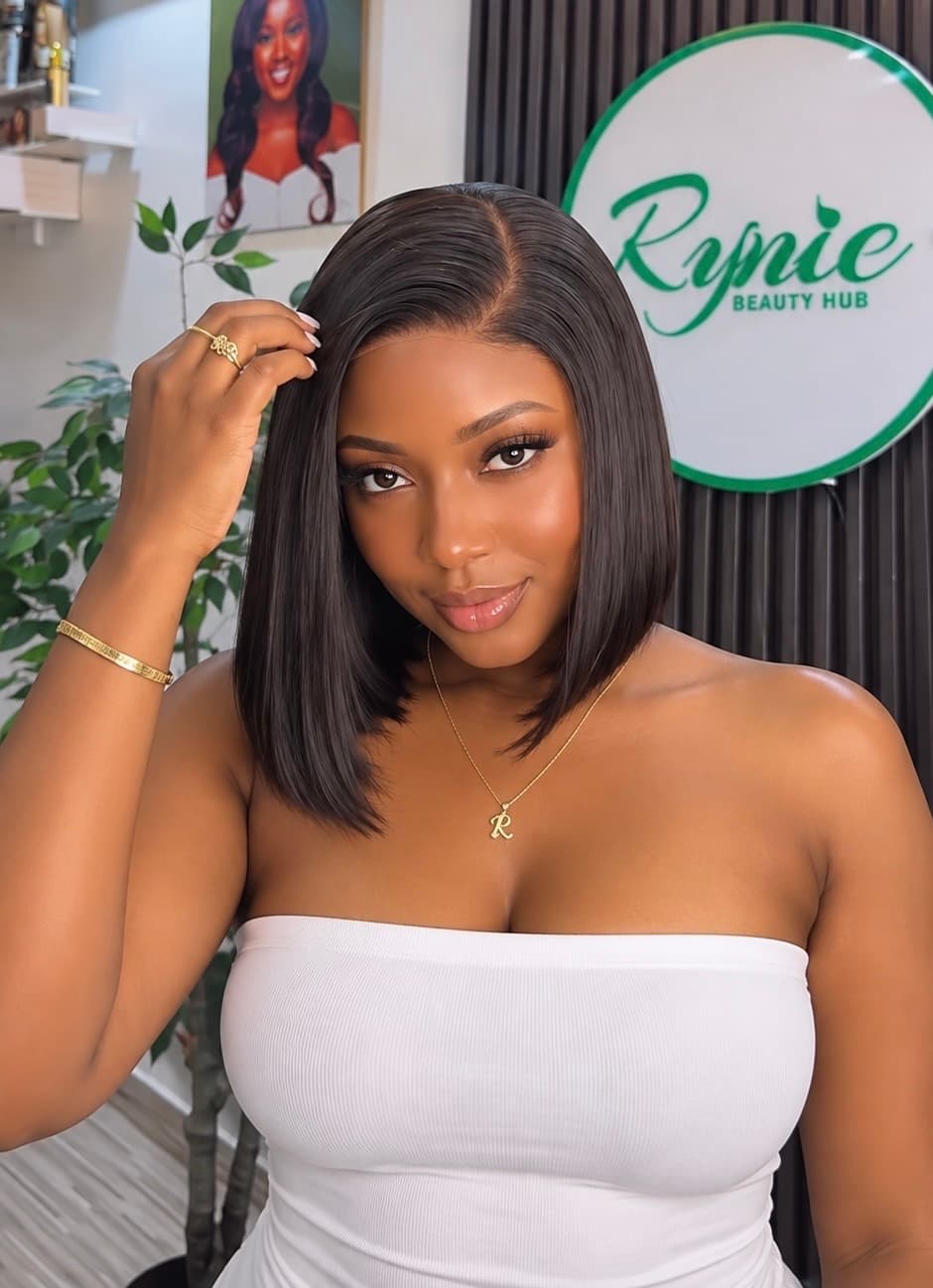 10” Bone Straight Bob Wig – 5×5 Closure